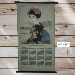 Woven Tapestry Wall Hanging CHUKYO University Japan Geisha Calendar 2007